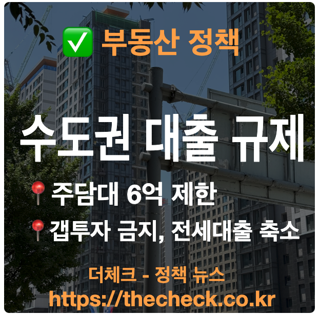 주택담보대출 한도 6억 제한 갭투자 금지, 수도권 대출 규제 발표