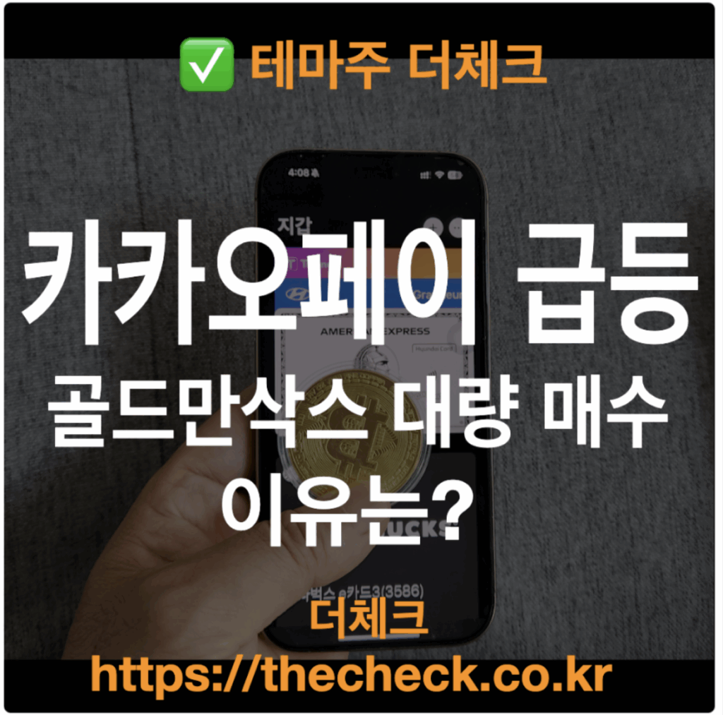 스테이블코인 수혜 대장주 카카오페이 골드만삭스 대량 매수