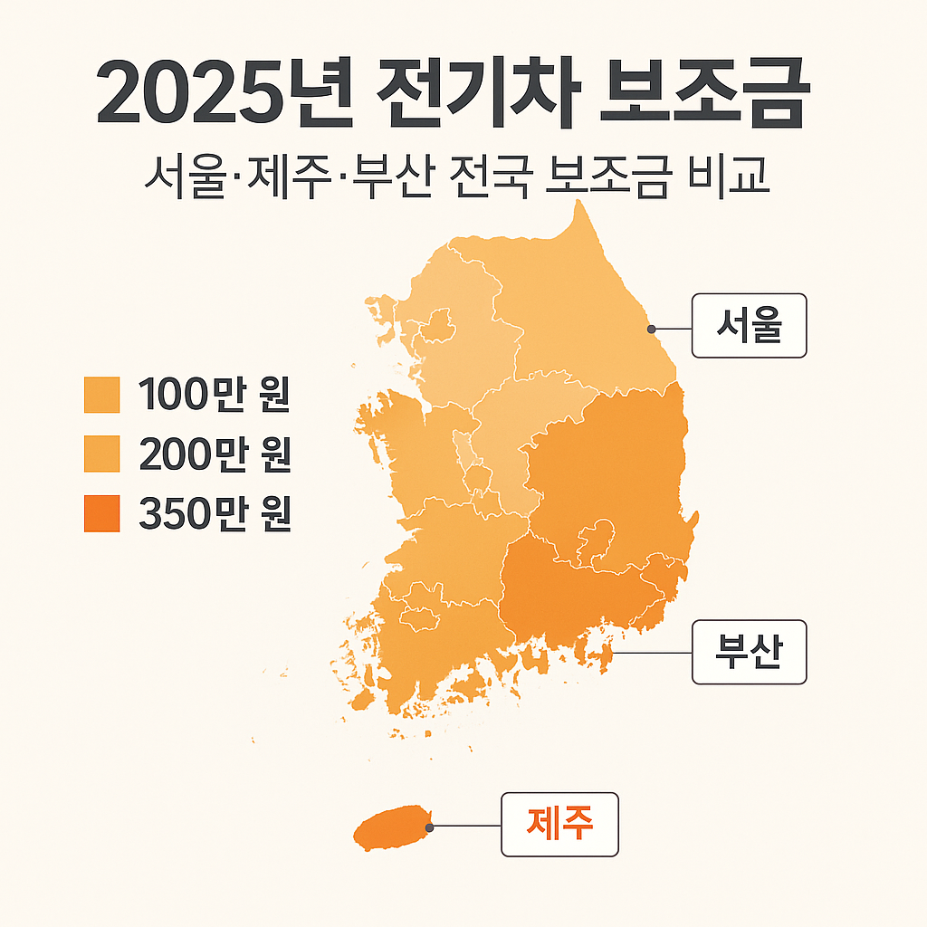 2025년 전기차 보조금 서울·제주·부산 전국 보조금 비교