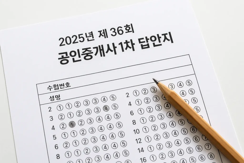 2025년 제 36회 공인중개사 1차·2차 답안지