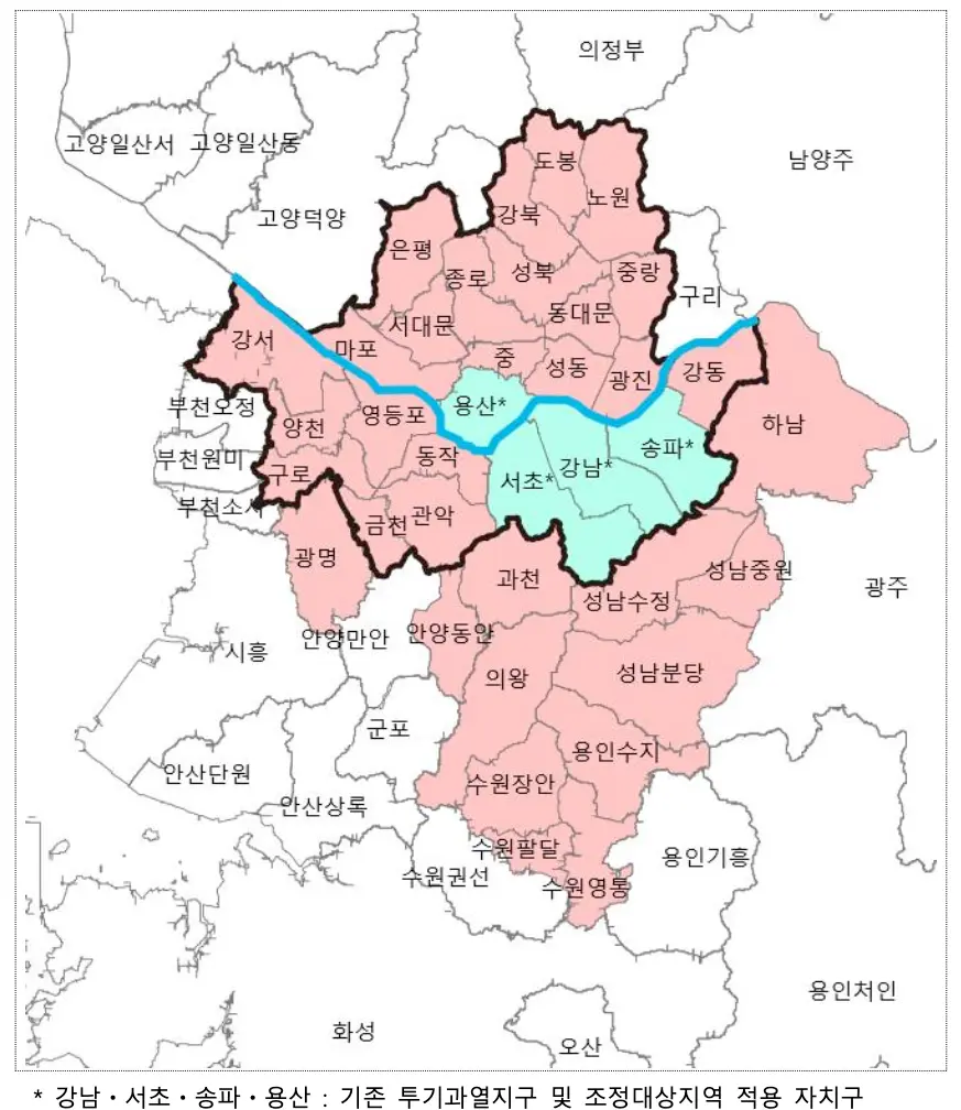 투기과열지구·조정대상지역 지정 37개 지역 지도 표시
