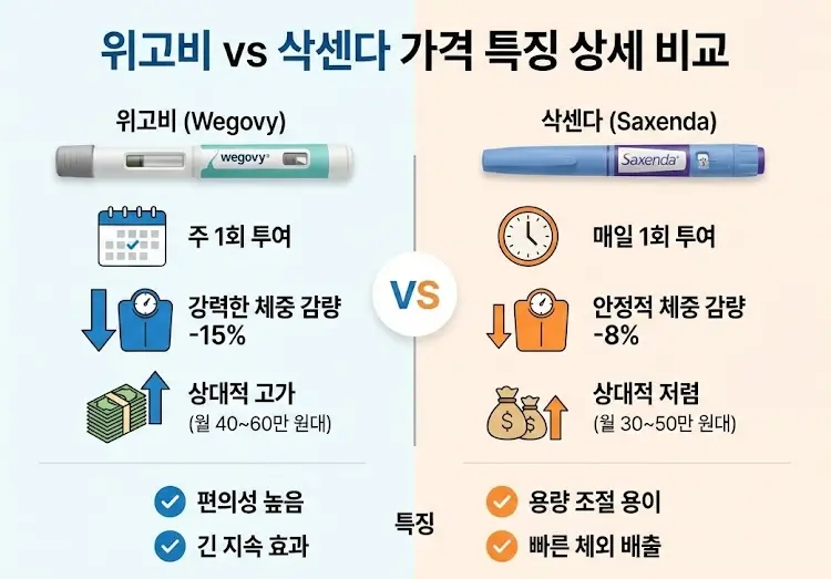 위고비 vs 삭센다 가격 특징 상세 비교