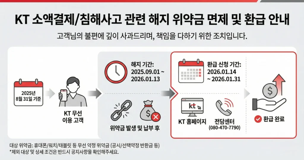 KT 위약금 면제 조건 해지 및 환급 신청 방법