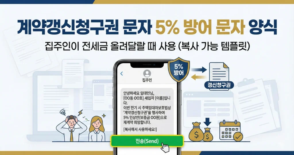 계약갱신청구권 문자 5% 방어 문자 양식 집주인이 전세금 올려달랄 때 사용