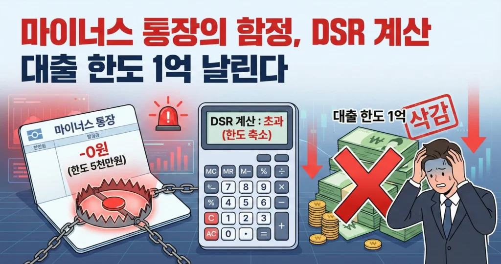 마이너스 통장의 함정, DSR 계산 대출 한도 1억 날린다
