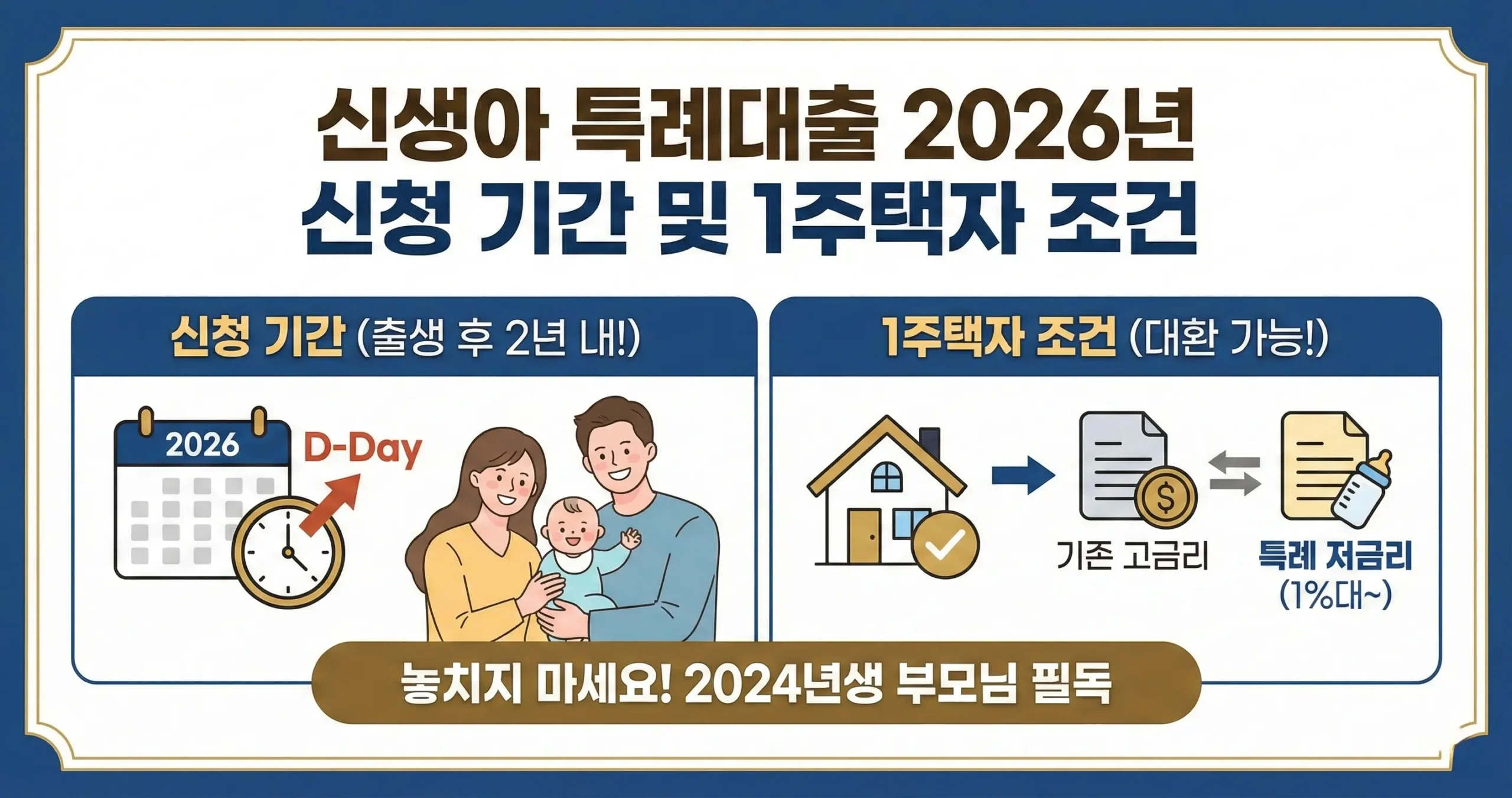 신생아 특례대출 2026년 신청 기간 및 1주택자 조건