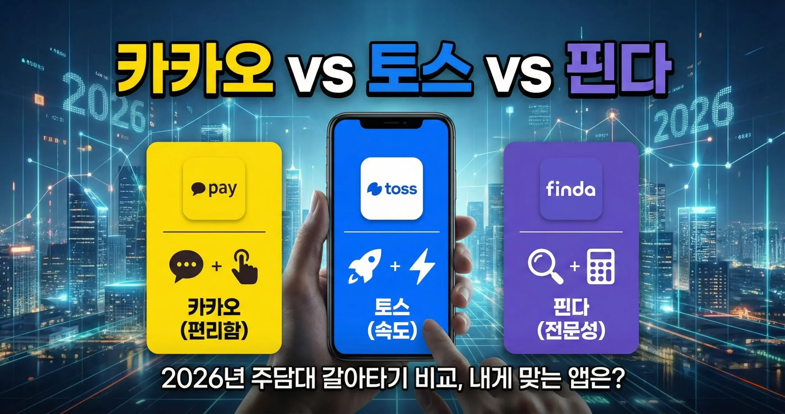 카카오 vs 토스 vs 핀다 2026년 주담대 갈아타기 비교, 내게 맞는 앱은?