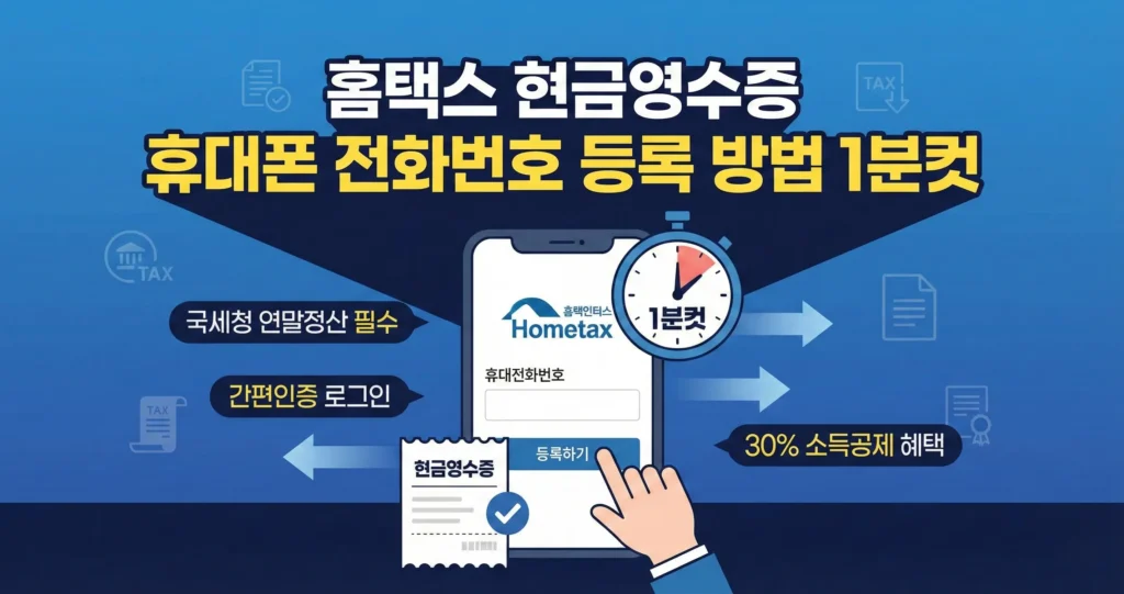 홈택스 현금영수증 휴대폰 전화번호 등록 방법 1분컷 더체크