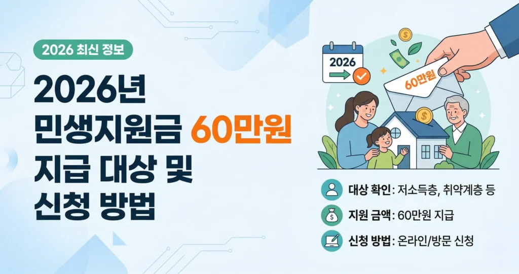 2026년 민생지원금 60만원 지급 대상 및 신청 방법