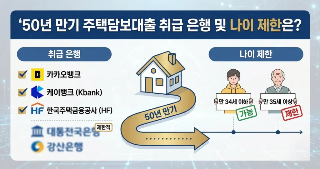 50년 만기 주택담보대출 취급 은행 및 나이 제한은?
