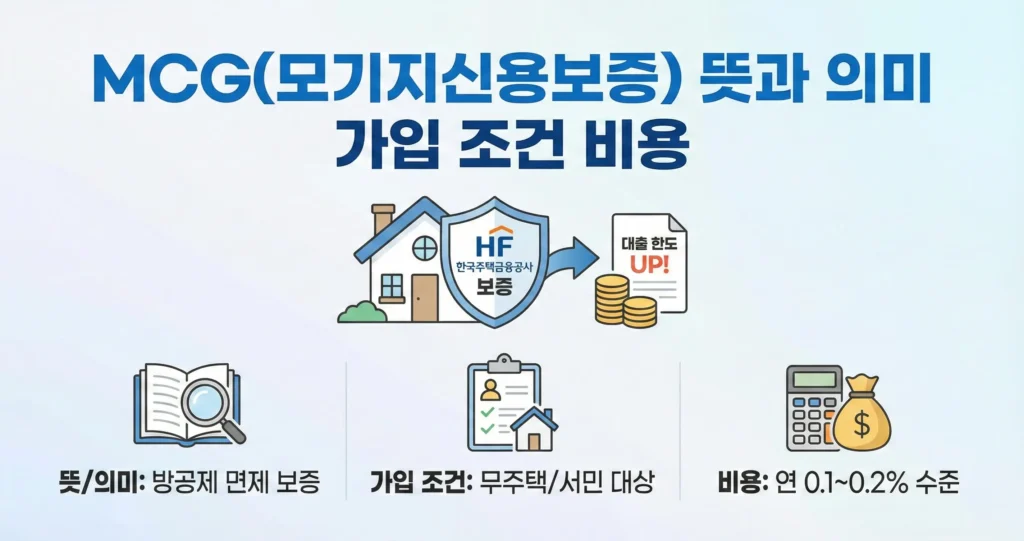 MCG(모기지신용보증) 뜻과 의미 가입 조건 비용