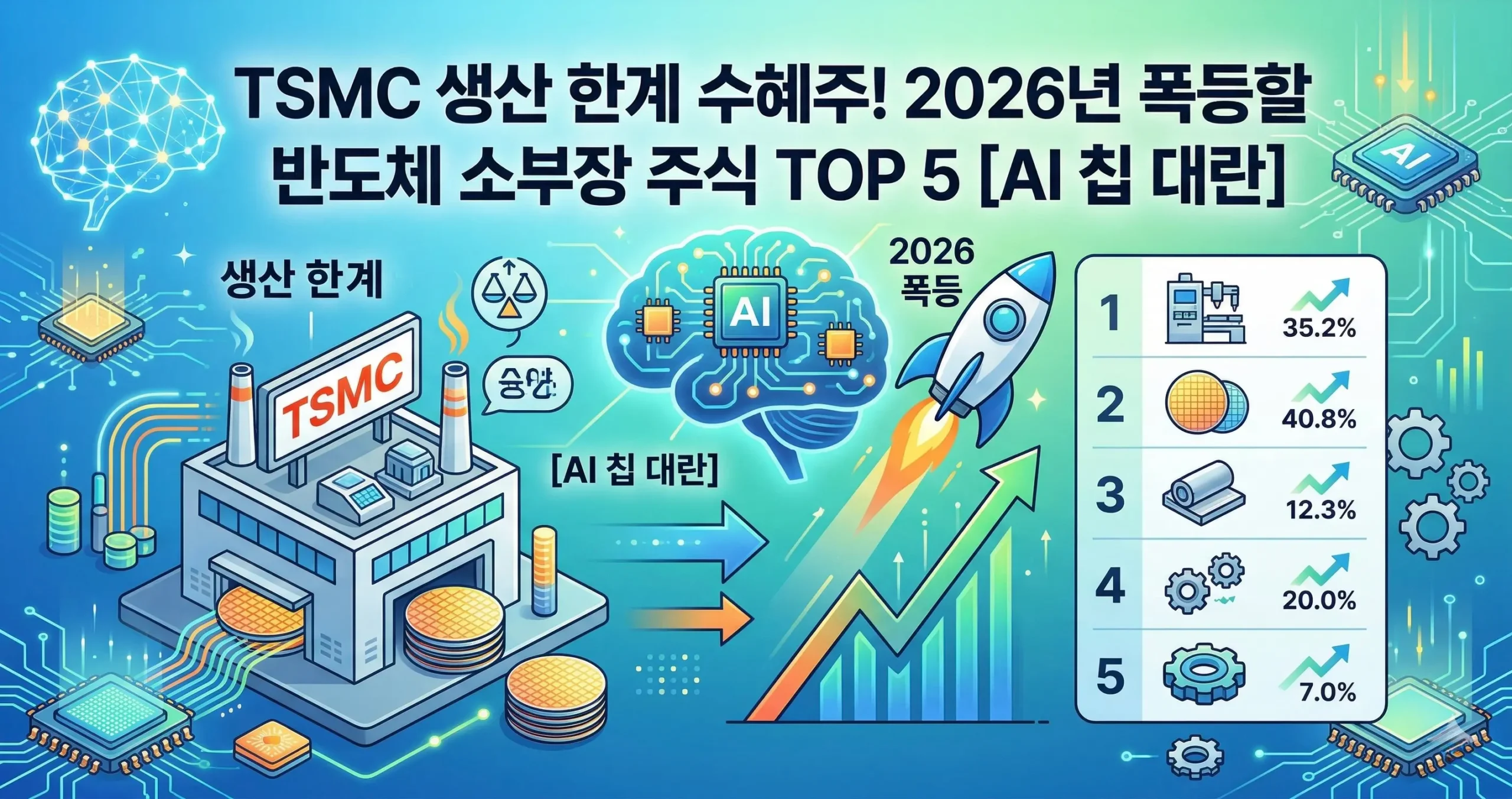 TSMC 생산 한계 수혜주! 2026년 폭등할 반도체 소부장 주식 TOP 5 [AI 칩 대란]
