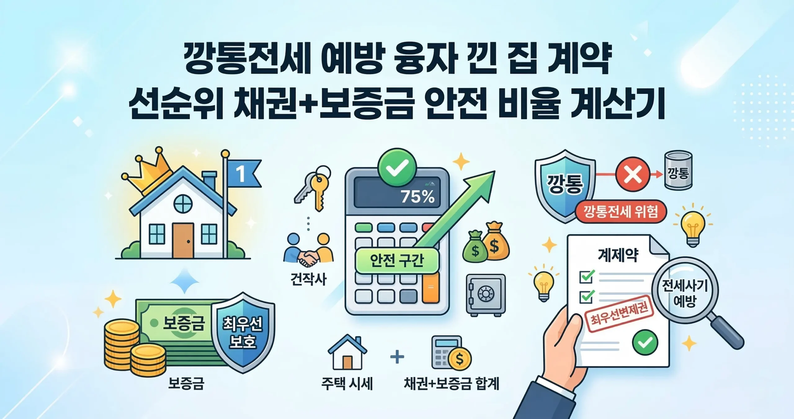 깡통전세 예방 융자 낀 집 계약 선순위 채권+보증금 안전 비율 계산기