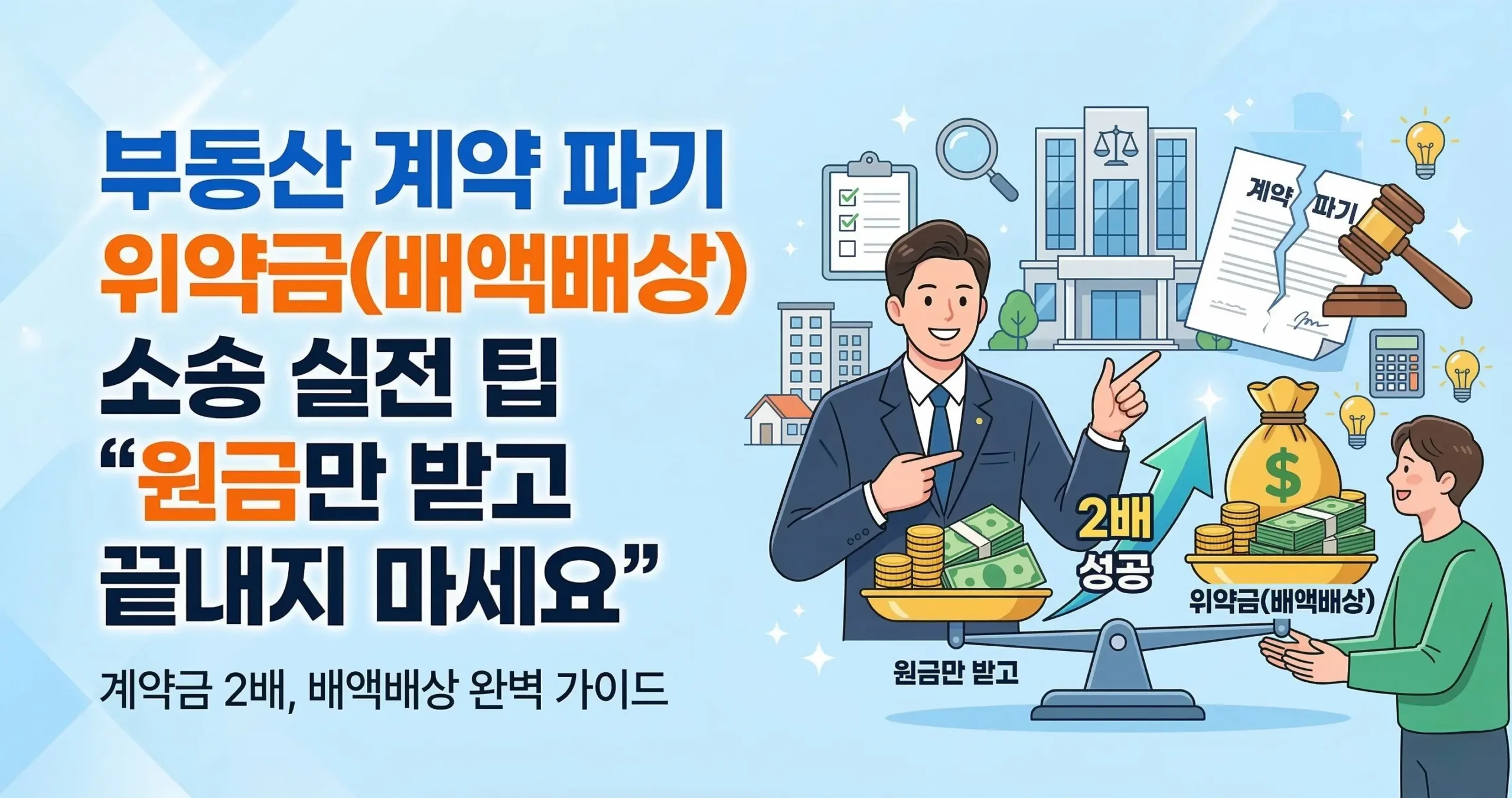 부동산 계약 파기 위약금(배액배상) 소송 실전 팁 "원금만 받고 끝내지 마세요"