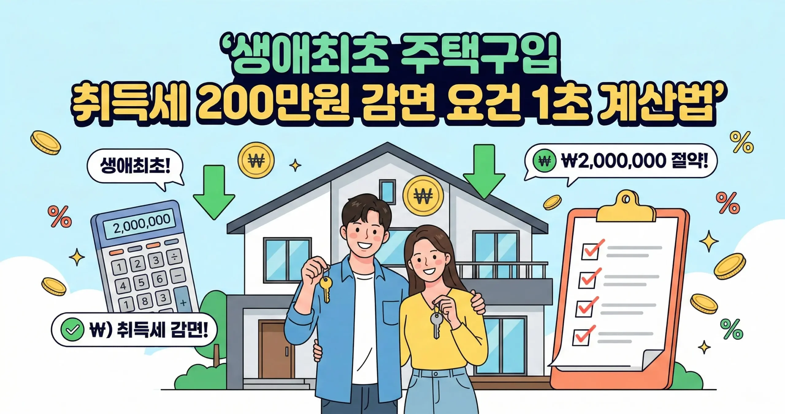 생애최초 주택구입 취득세 200만원 감면 요건 1초 계산법