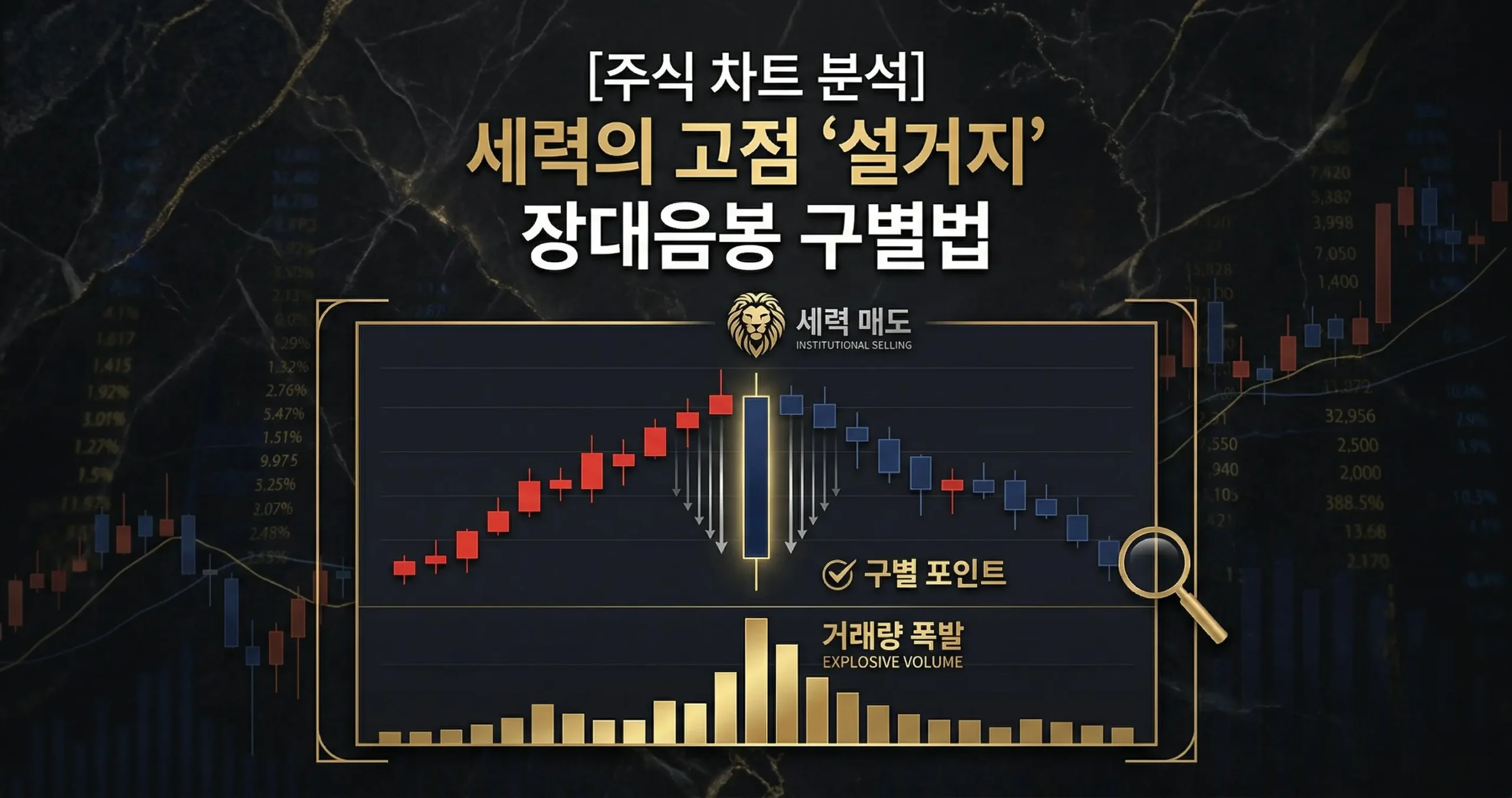 주식 차트 분석 - 세력의 고점 '설거지' 장대음봉 구별법