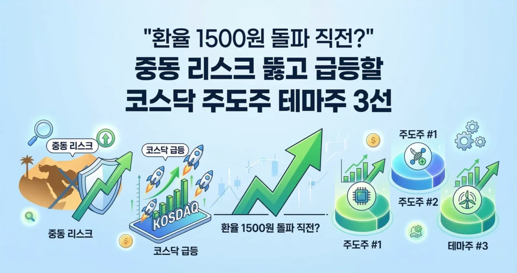 "환율 1500원 돌파 직전?" 중동 리스크 뚫고 급등할 코스닥 주도주 테마주 3선