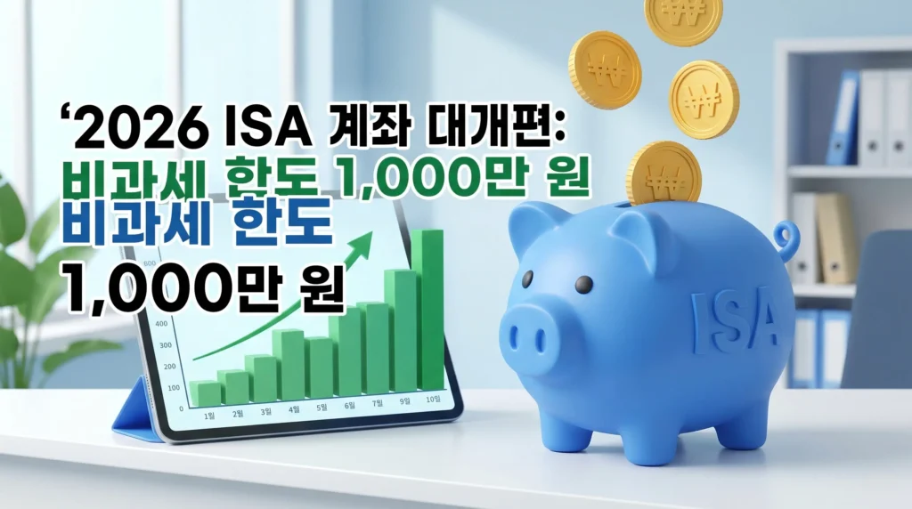 [재테크] 2026년 ISA 계좌 비과세 한도 2배 확대 개편