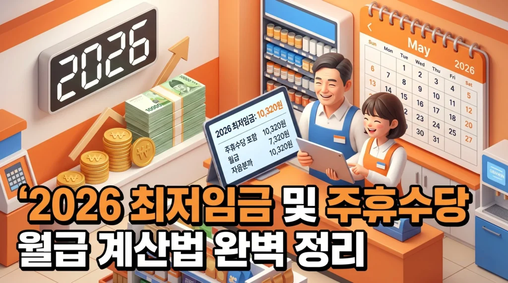 2026년 최저임금 10,320원 확정! 주휴수당 포함 월급 계산기 가이드