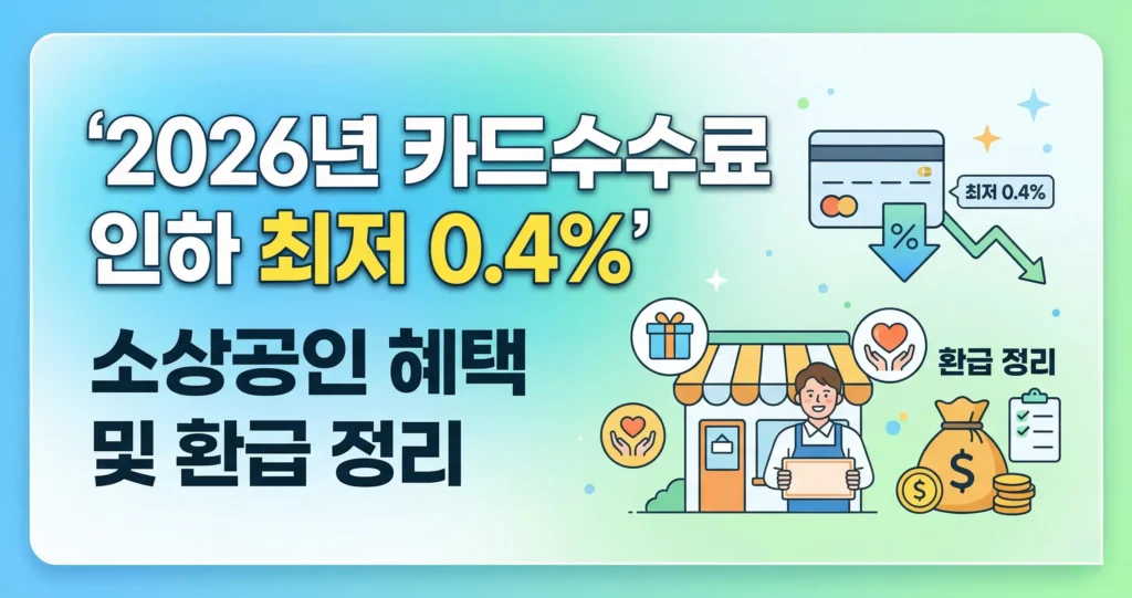 2026년 카드수수료 인하 최저 0.4%,  소상공인 혜택 및 환급 정리