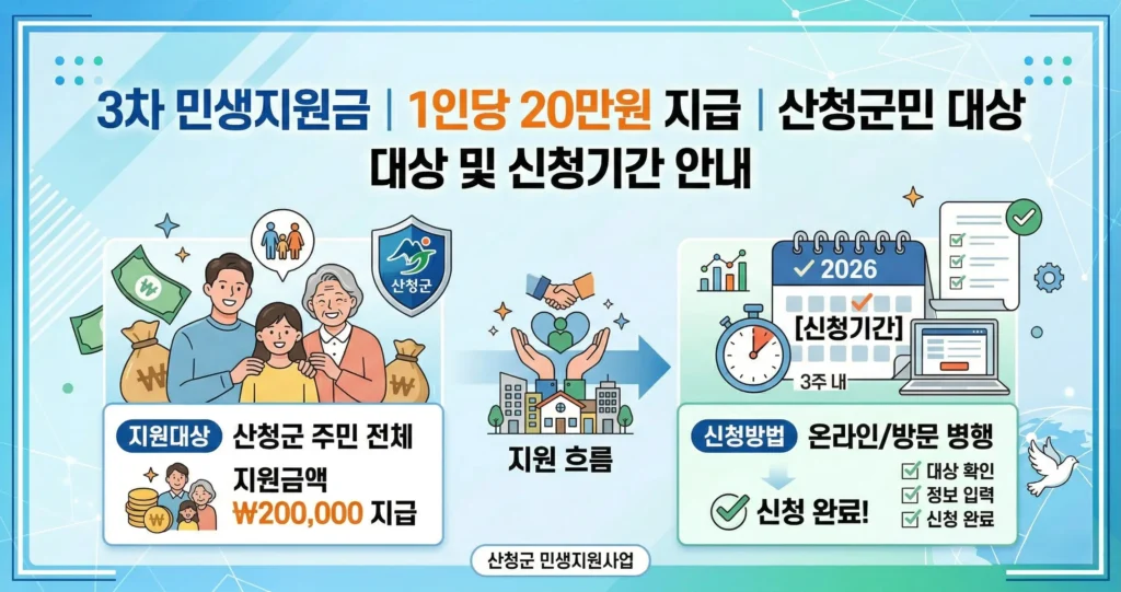 3차 민생지원금 1인당 20만원 산청군 대상 신청기간