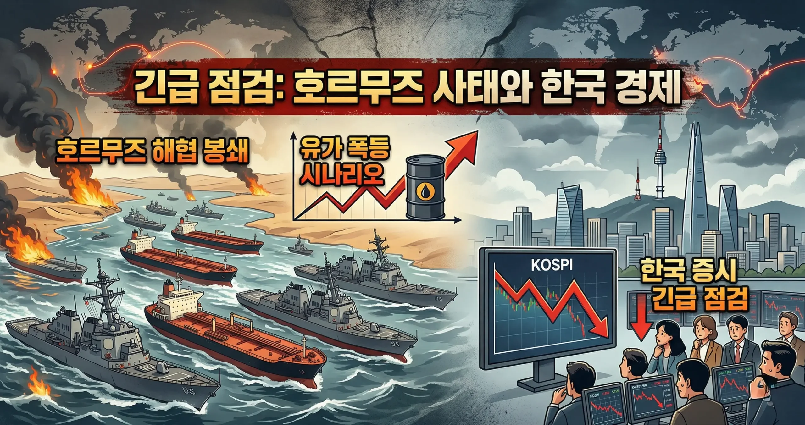 트럼프 호르무즈 해협 봉쇄 속보! 유가 폭등 시나리오와 한국 증시 긴급 점검