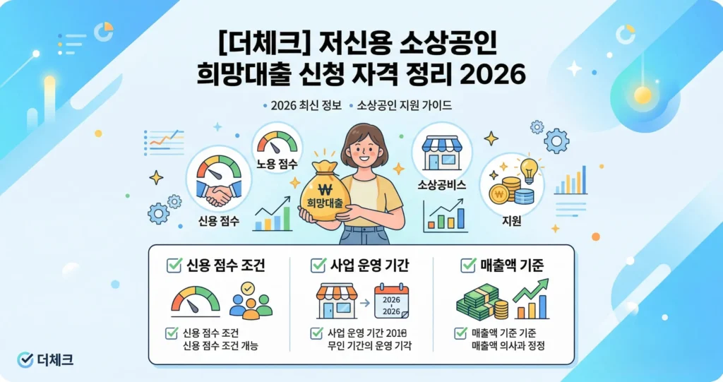 [더체크] 저신용 소상공인 희망대출 신청 자격 정리 2026