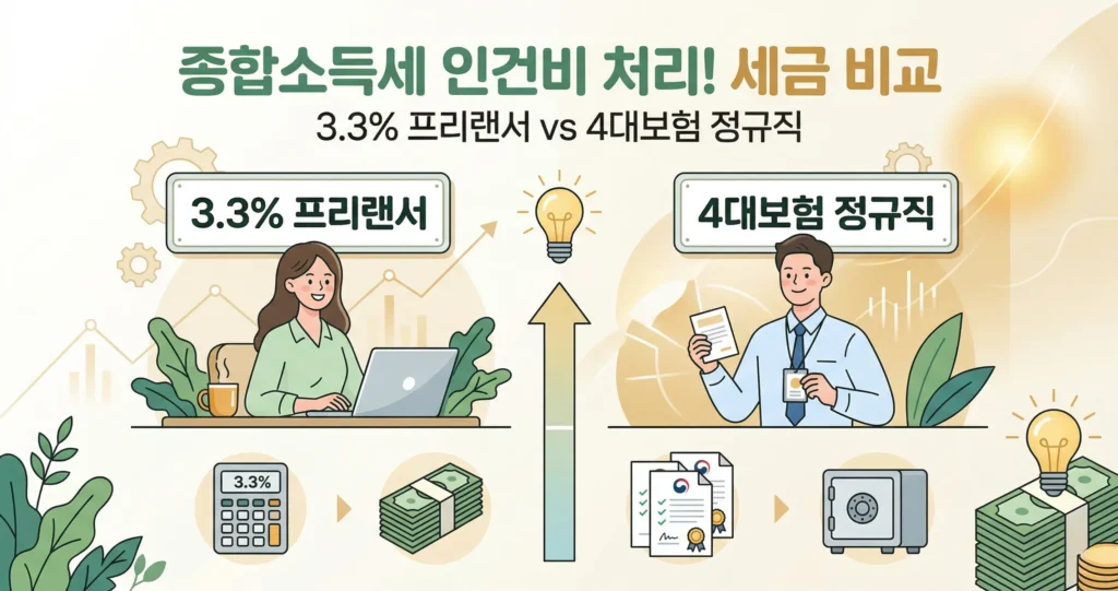 종합소득세 인건비 처리! 3.3% 프리랜서 vs 4대보험 정규직 세금 비교