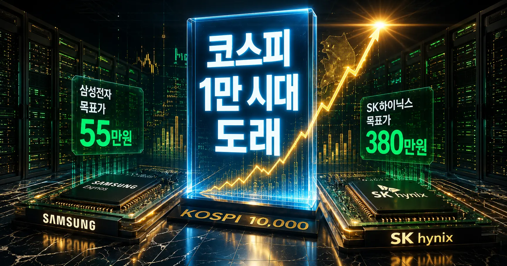 코스피 1만 포인트 전망 삼성전자 55만원·SK하이닉스 380만원 상향 배경