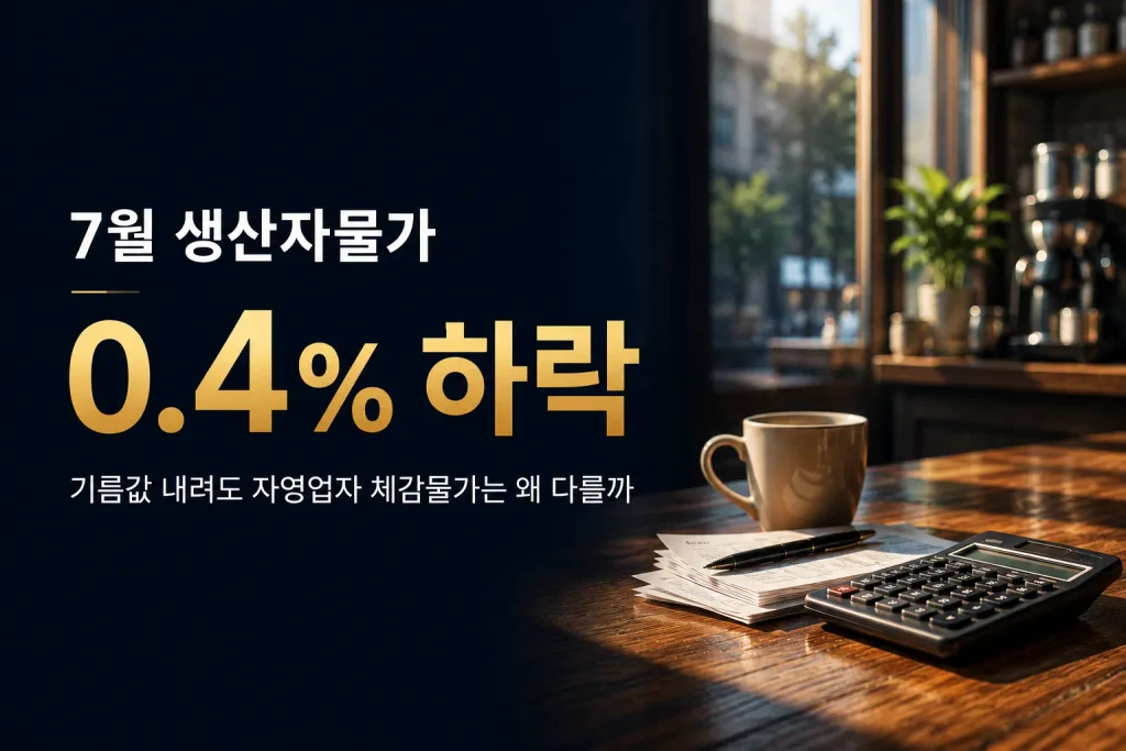 7월 생산자물가 0.4% 하락과 기름값 하락·식재료 상승을 비교한 이미지