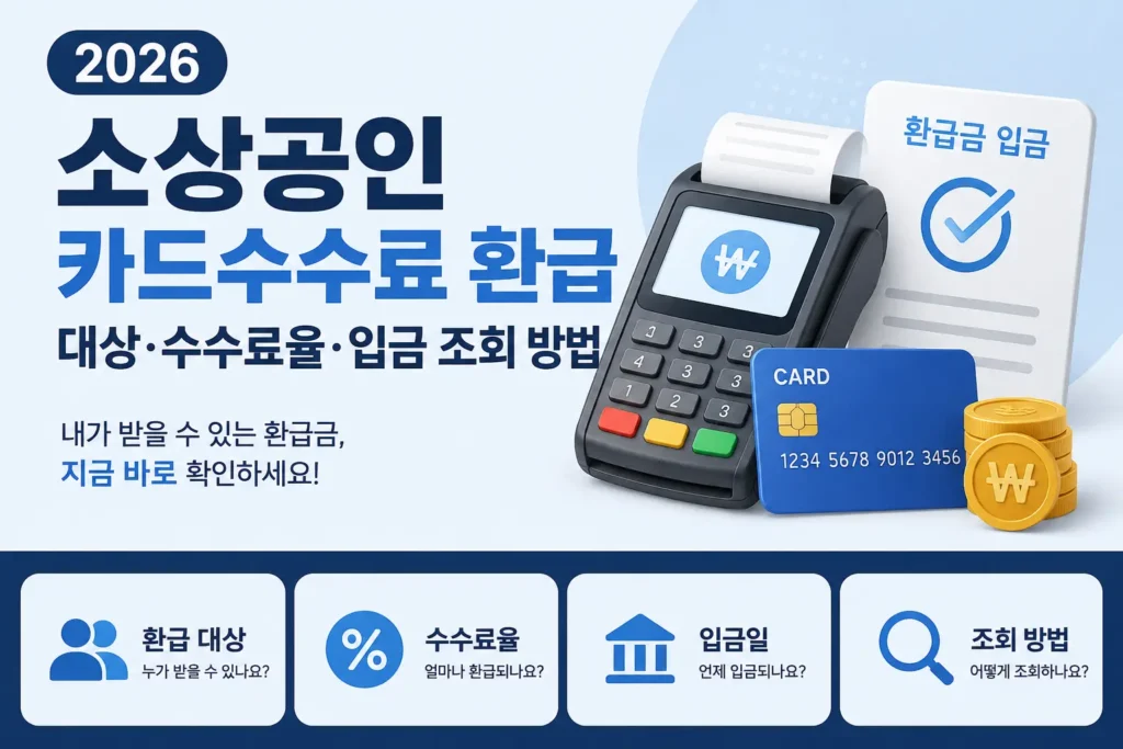 2026 소상공인 카드수수료 환급 조회 신청 방법과 우대 적용 정보를 확인하는 이미지