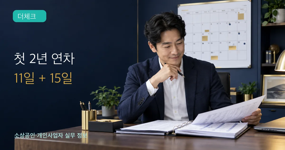 첫 2년 연차 계산의 기준과 처리 순서를 확인하는 소상공인 실무 장면