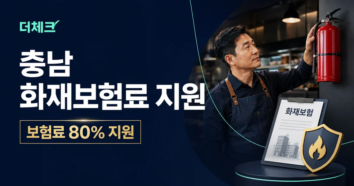 더체크 충남 화재보험료 지원 안내 표지