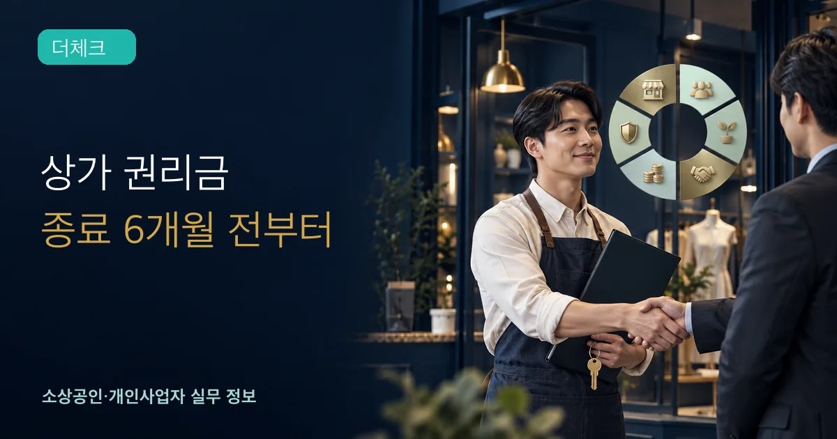 상가 임차인이 신규임차인과 열쇠·권리금계약 자료를 확인하는 모습
