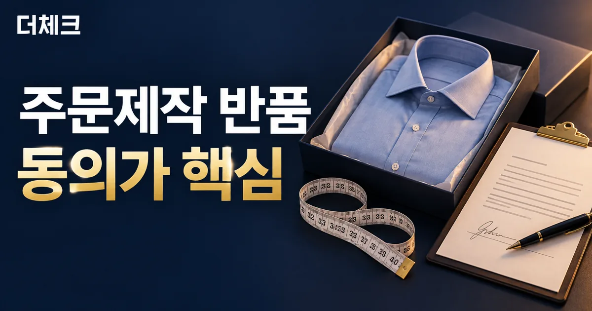 맞춤 의류와 줄자, 주문 확인서로 표현한 주문제작 상품의 반품 조건