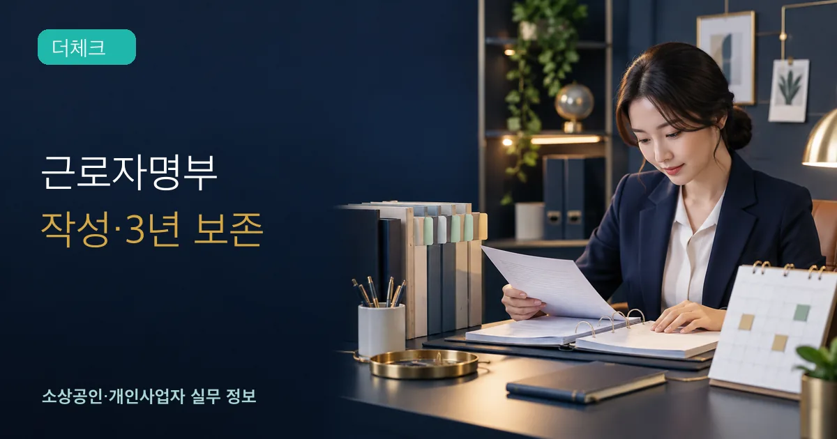 사업장 인사담당자가 근로자명부 파일과 보존 달력을 확인하는 모습