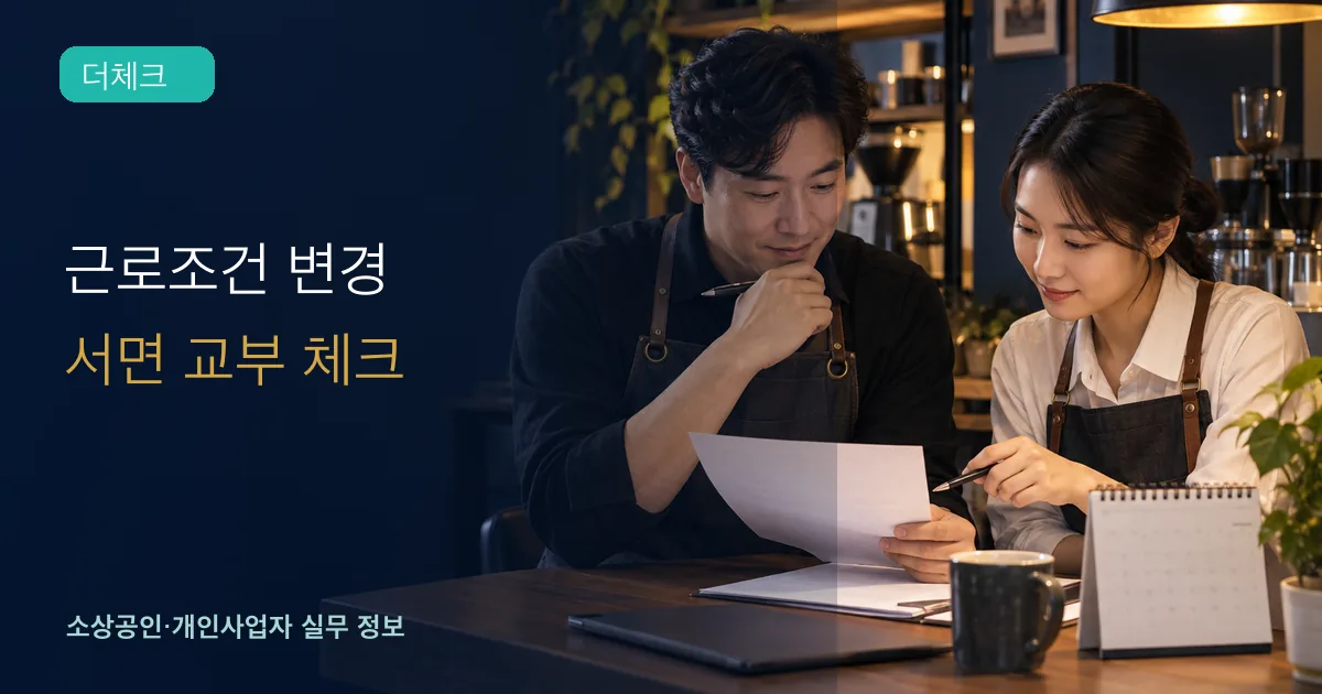 근로조건 변경 서면 교부의 기준과 처리 순서를 확인하는 소상공인 실무 장면