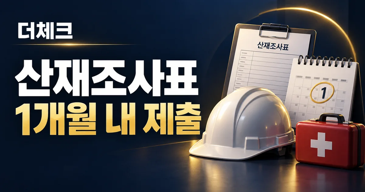 안전모와 사고조사 서류, 한 달 달력과 구급상자로 표현한 산업재해 보고