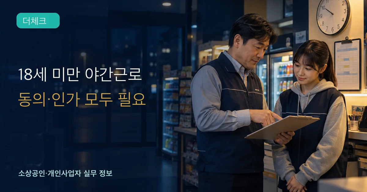 18세 미만 야간·휴일근로의 기준과 처리 순서를 확인하는 소상공인 실무 장면