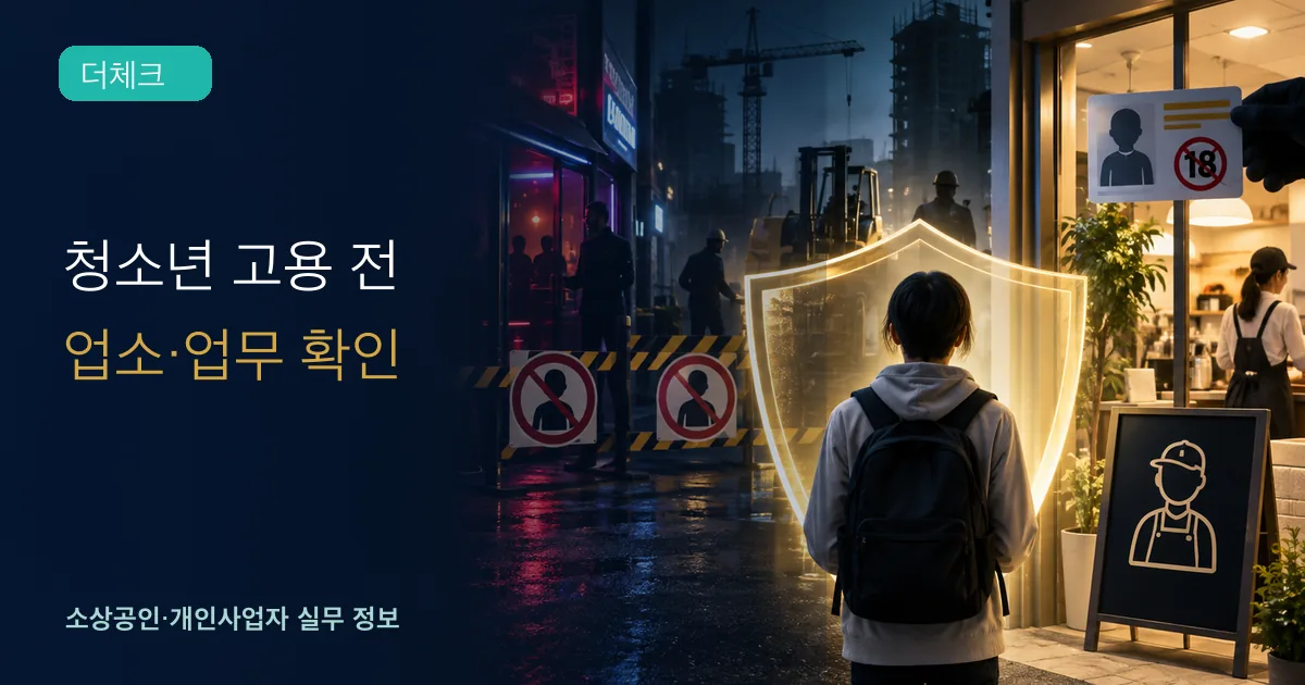 청소년 고용금지 업소의 기준과 처리 순서를 확인하는 소상공인 실무 장면
