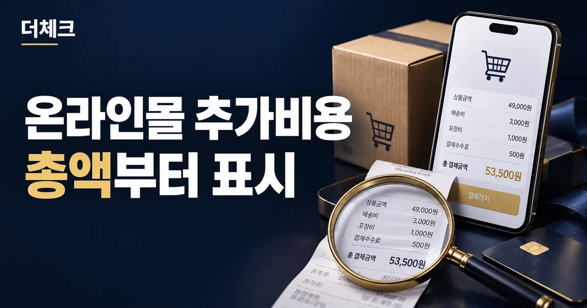 온라인몰 필수비용 총액 실무를 표현한 서류와 주제 비주얼