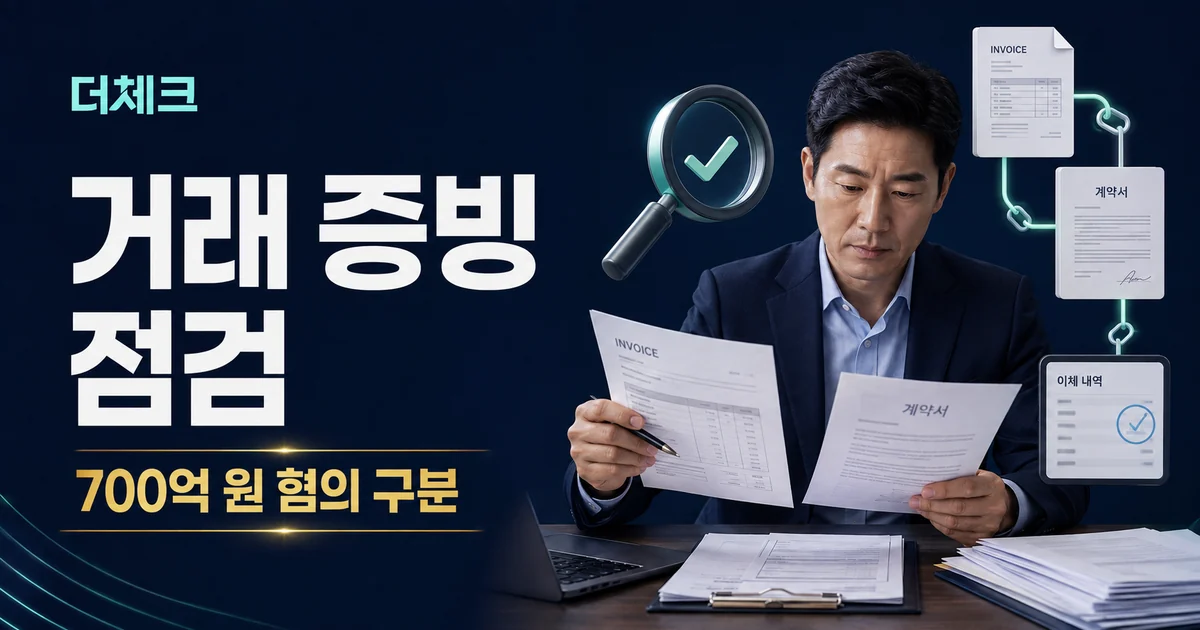 더체크 거래 증빙 점검 안내 표지