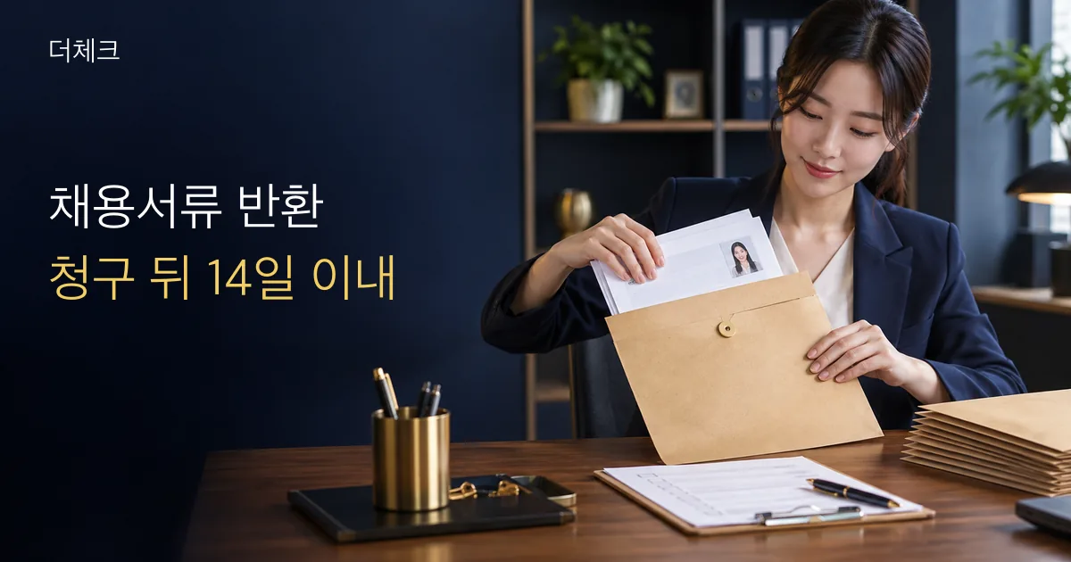 채용서류 반환 실무를 표현한 서류와 사업 현장 비주얼