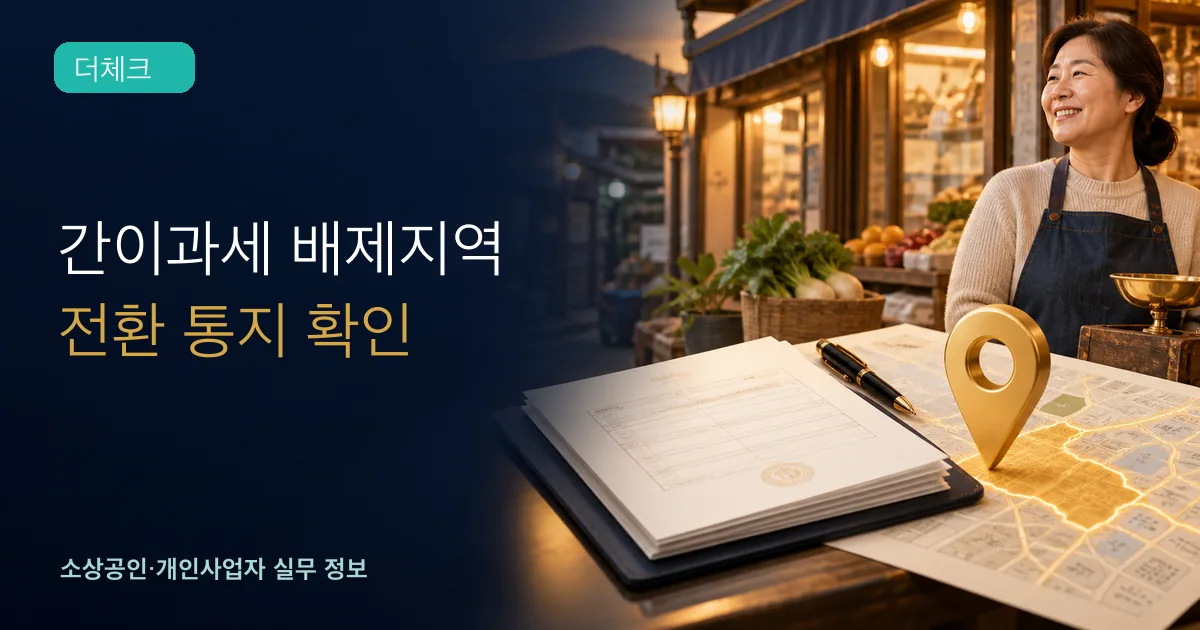 시장 상점과 지도 핀, 과세유형 서류를 보여주는 장면