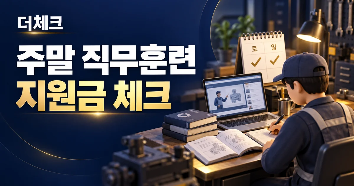 주말 달력과 교육용 노트북, 작업장을 배치한 직원 직무훈련 지원 안내
