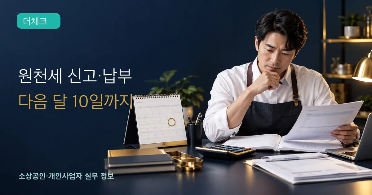 원천세 다음 달 10일의 기준과 처리 순서를 확인하는 소상공인 실무 장면