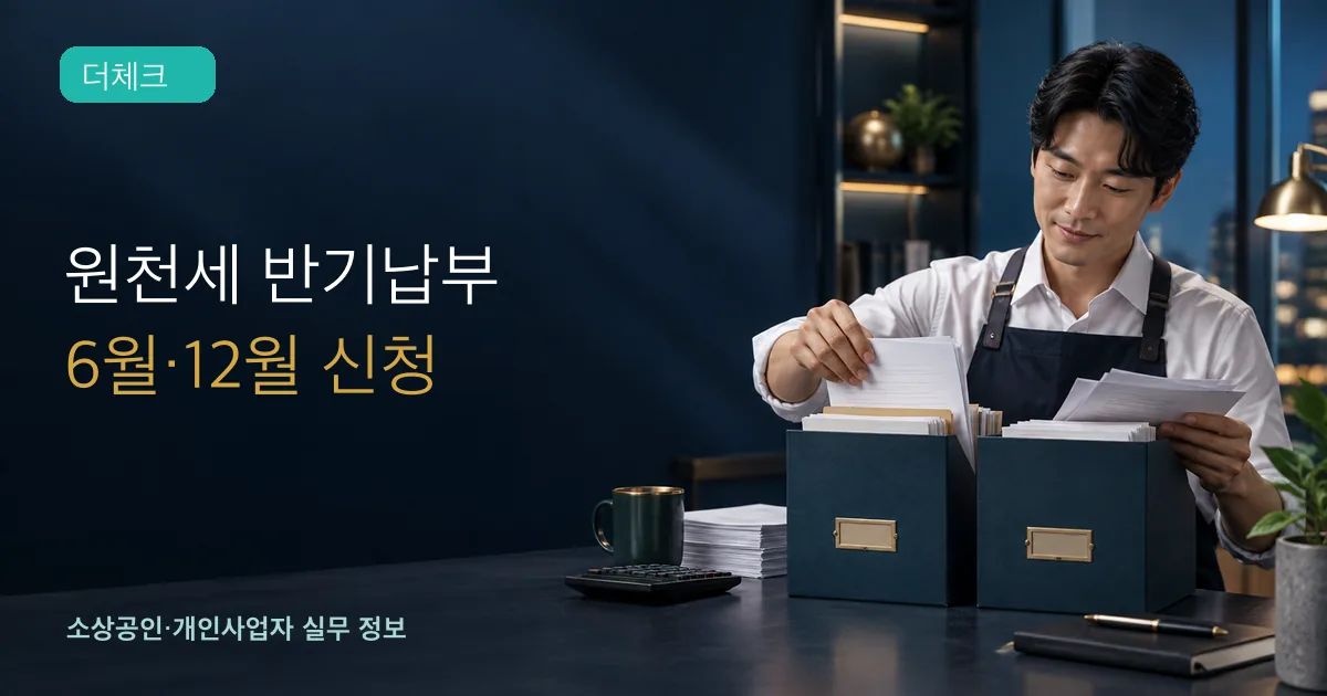 사업자가 급여대장과 반기 세금 달력을 확인하는 모습