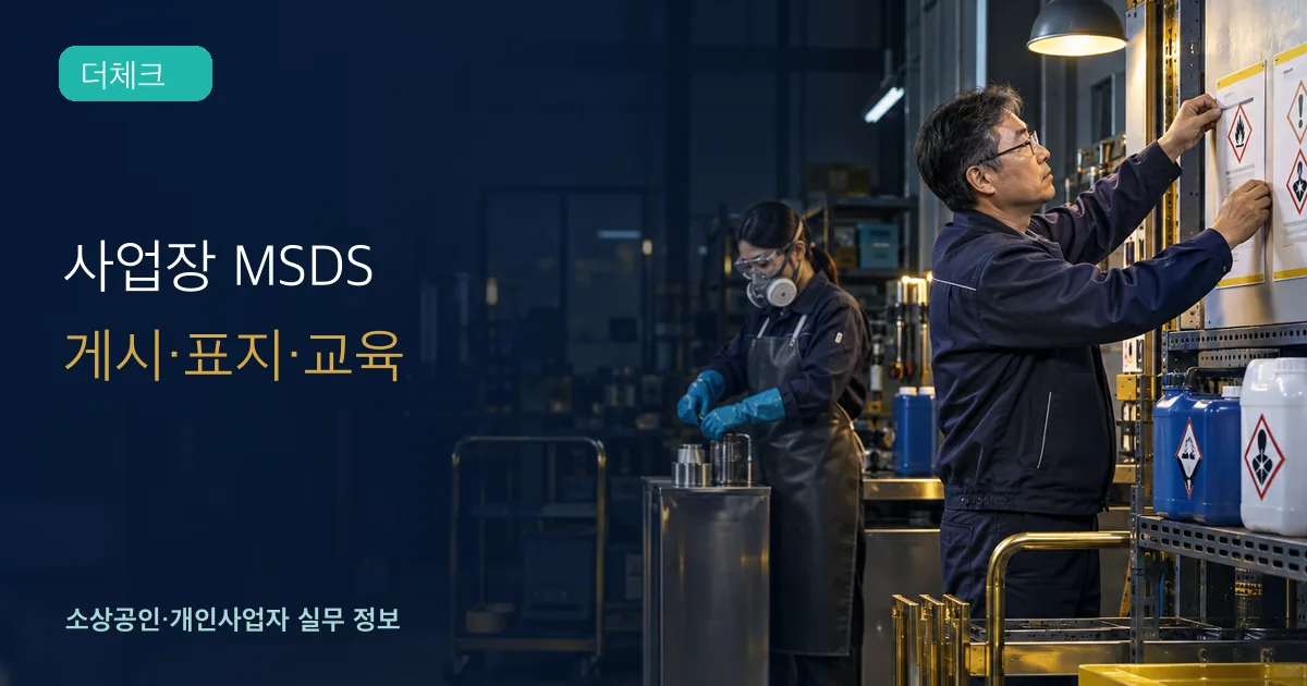 MSDS 게시와 교육의 기준과 처리 순서를 확인하는 소상공인 실무 장면
