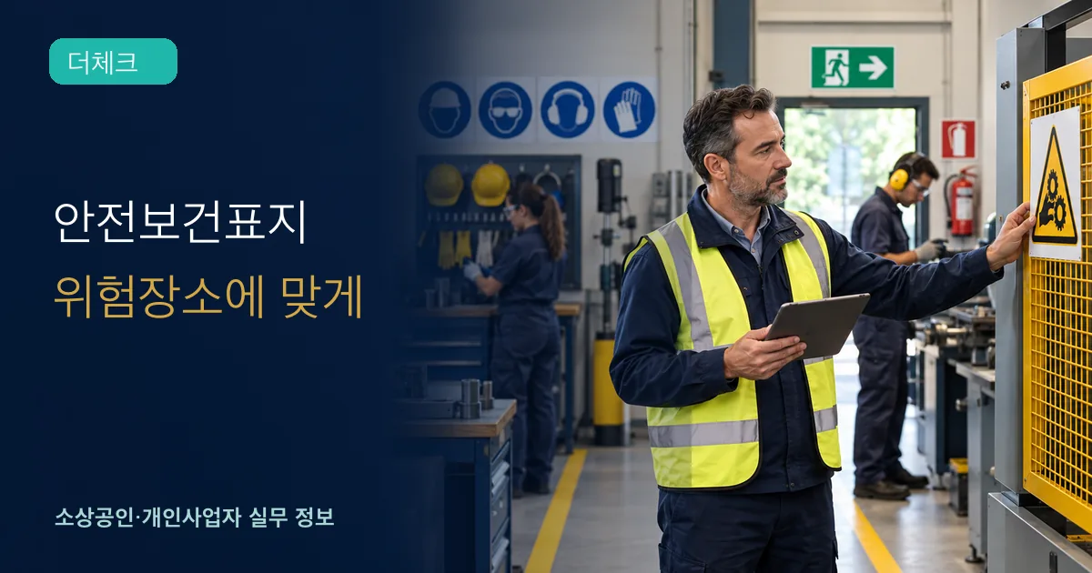 안전보건표지 부착의 기준과 처리 순서를 확인하는 소상공인 실무 장면