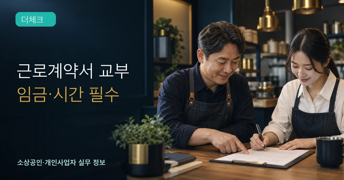 사업주와 직원이 근로계약서에 서명하는 모습